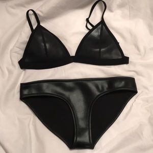 Triangl Black Leather Swim Suit Small